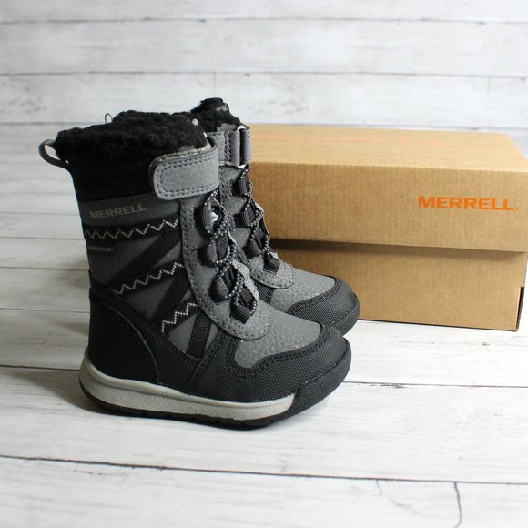Merrell Baby Boy Winter Snow Boots Infant Size 5 Black Gray - Picture 2 of 8